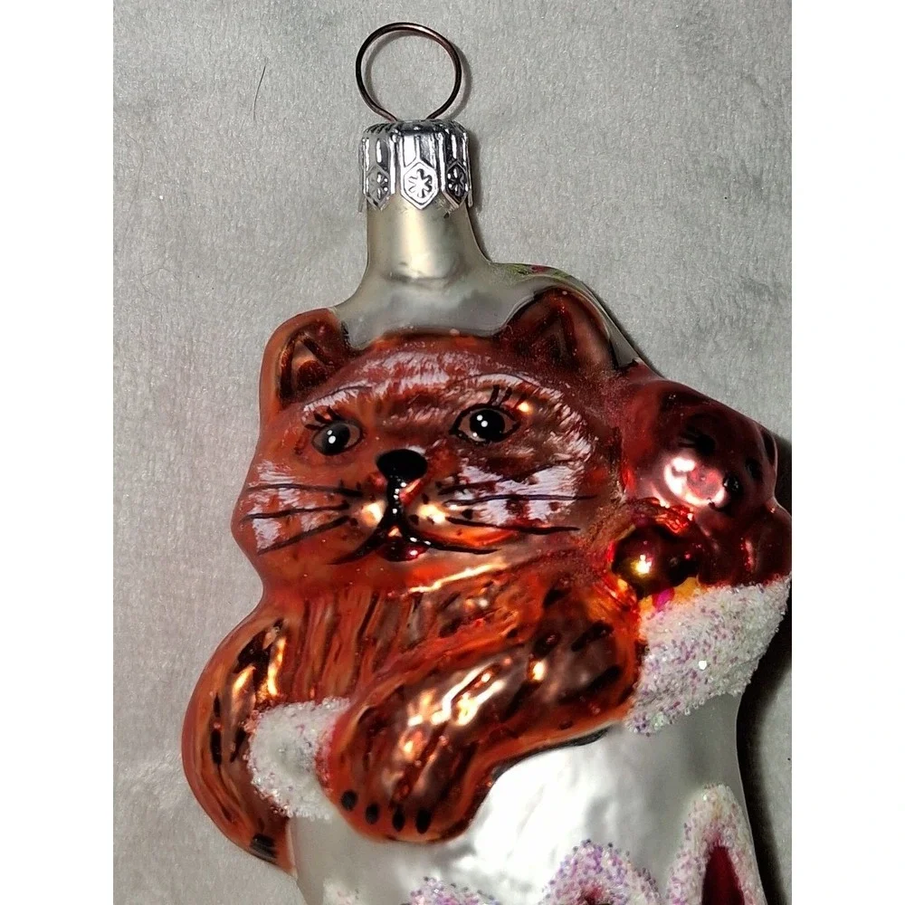 Christopher Radko 1995 Purrfect Present Cat Christmas Ornament Original Box